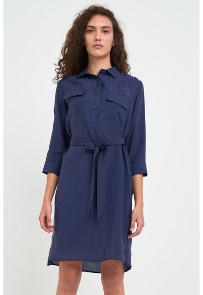 Rochie dama tip camasa cu buzunare - Albastru