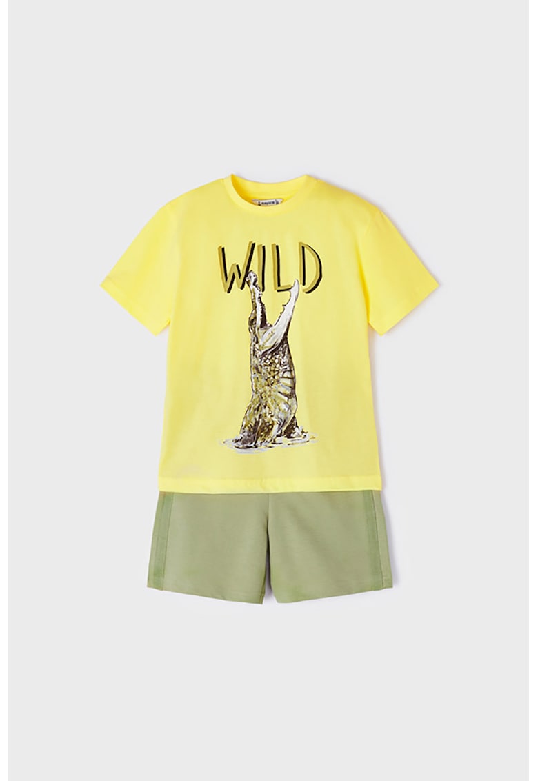 Set de pantaloni scurti si tricou cu imprimeu