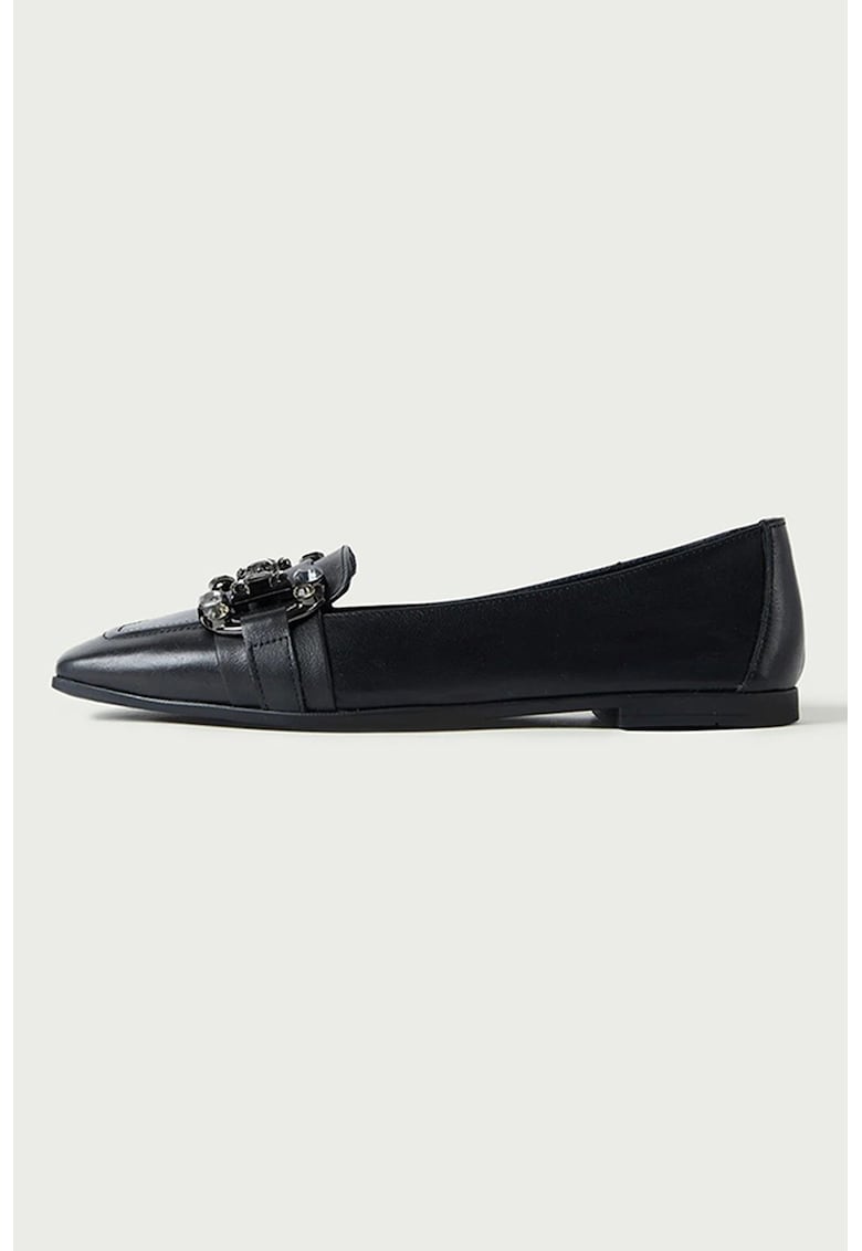 Pantofi loafer de piele cu varf patrat