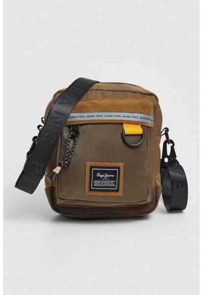 Geanta crossbody cu aplicatii logo