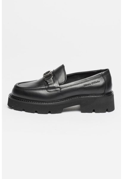 Pantofi loafer de piele cu toc masiv