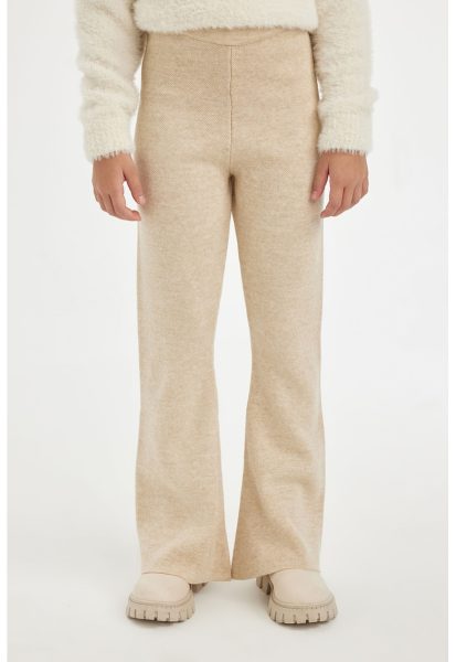 Pantaloni evazati tricotati fin - cu talie inalta