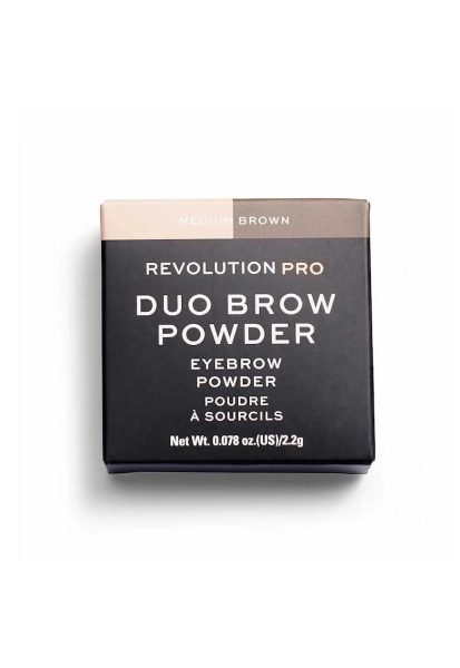 Pudra pentru sprancene Revolution PRO Duo - Medium Brown - 2 -2 g