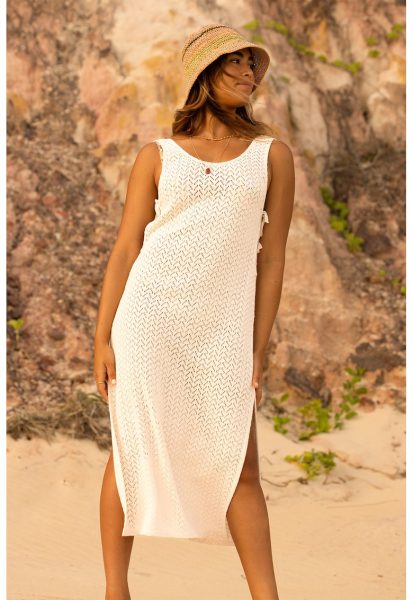 Rochie de plaja tricotata cu prindere laterala