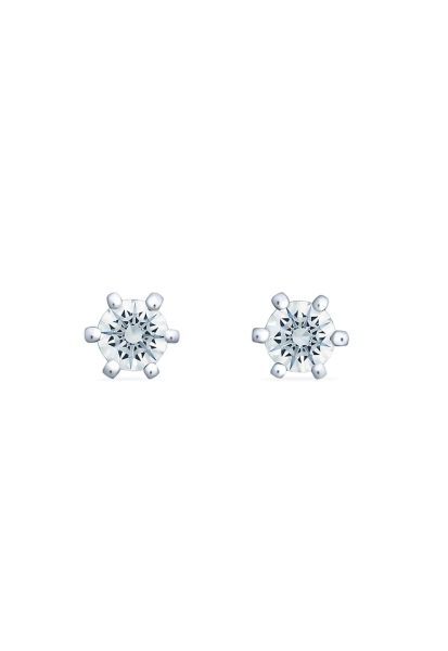 Cercei aur - diamante naturale 0.40 ct - Argintiu