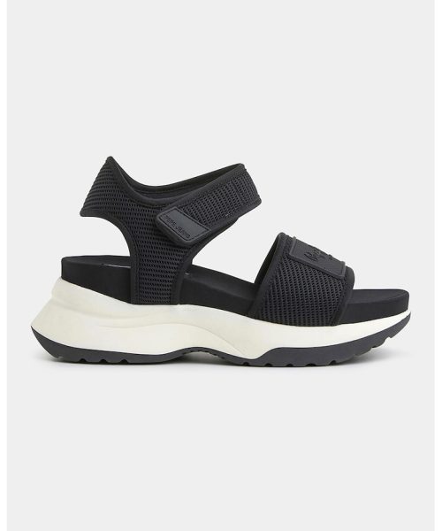 Sandale demi-wedge cu aplicatie logo