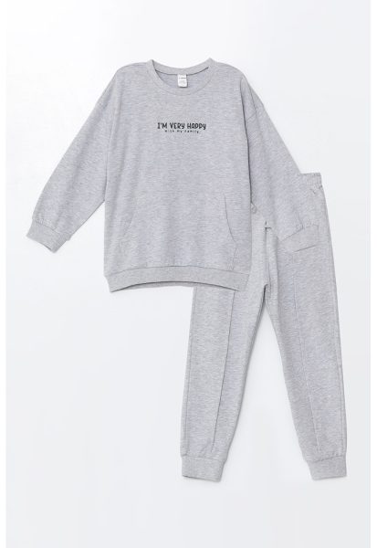 Set de bluza de trening uni si pantaloni de trening