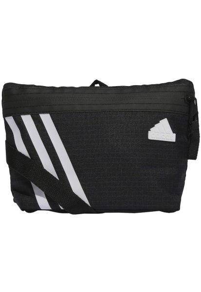 Geanta sport - Curea reglabila - Poliester - 22x15x5.5 cm - Alb/Negru