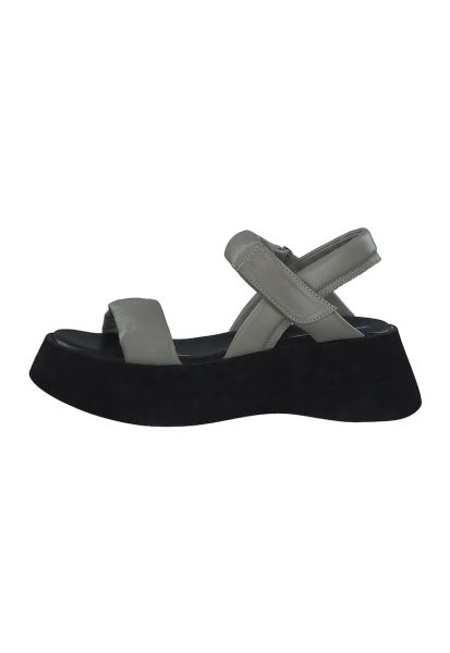 Sandale din piele cu talpa wedge si inchidere velcro