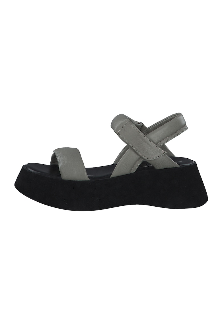 Sandale din piele cu talpa wedge si inchidere velcro
