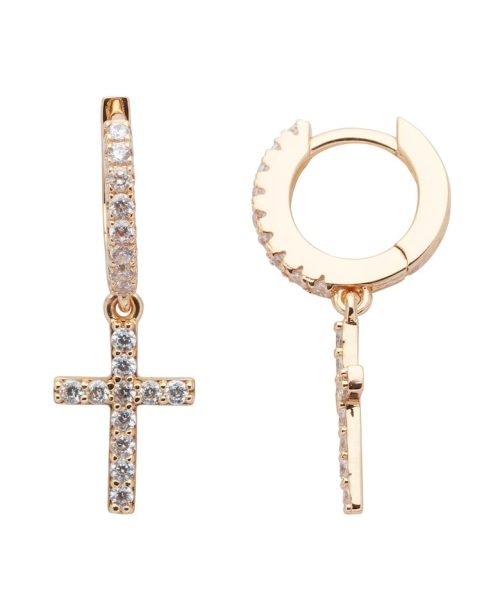 Cercei in forma de cruce decorati cu zirconia