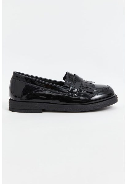 Pantofi loafer de piele ecologica cu aspect lacuit