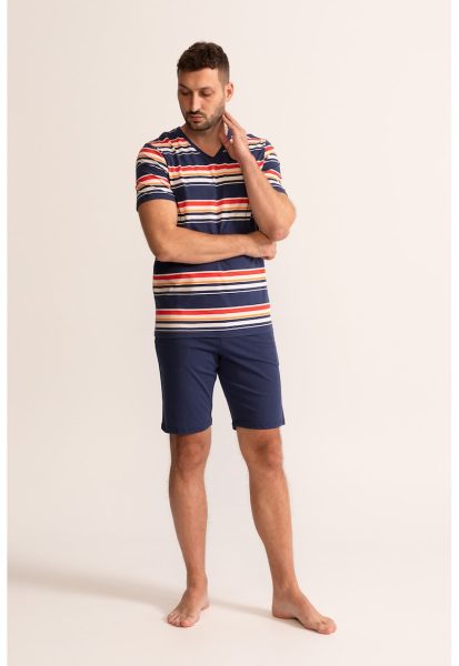Pijama de bumbac cu tricou scurt si pantaloni