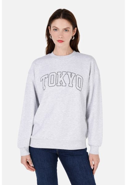 Bluza de trening din amestec de bumbac cu imprimeu text