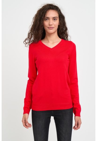 Pulover dama de culoare uniforma - Rosu -
