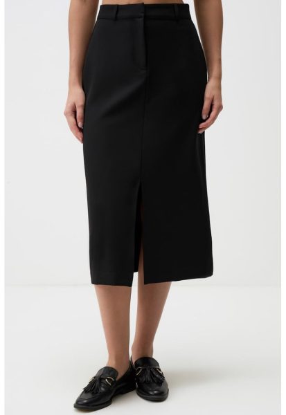 Fusta midi cu slit frontal
