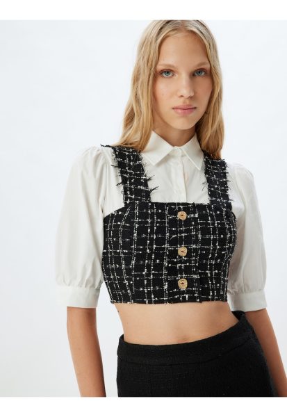 Bluza crop cu maneci medii