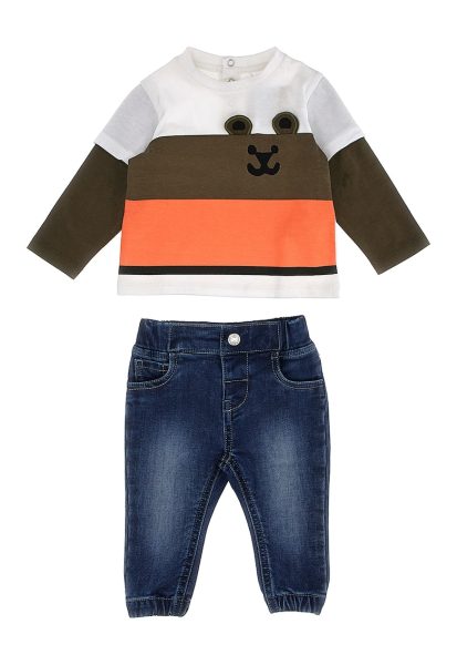 Set de blugi si bluza sport cu model colorblock - 2 piese