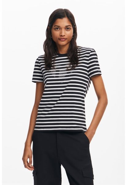 Tricou cu decolteu rotund si logo