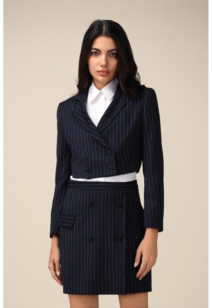 Sacou crop cu dungi discrete