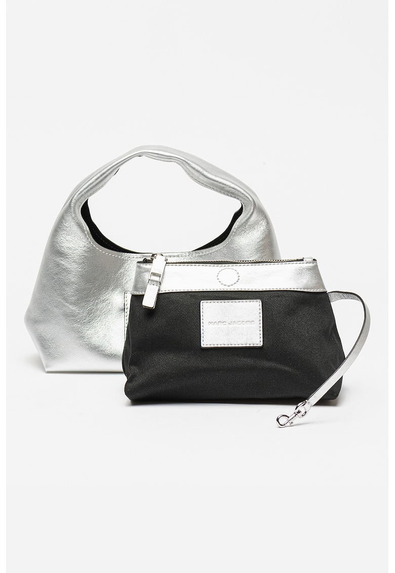 Geanta din piele cu maner si aspect metalizat The Mini Sack
