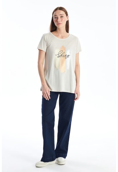 Tricou cu imprimeu si decolteu rotund