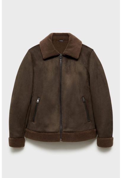 Jacheta din blana shearling sintetica cu fermoar Sifo