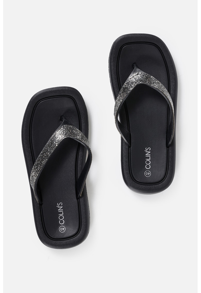 Papuci flip-flop cu insertii metalizate