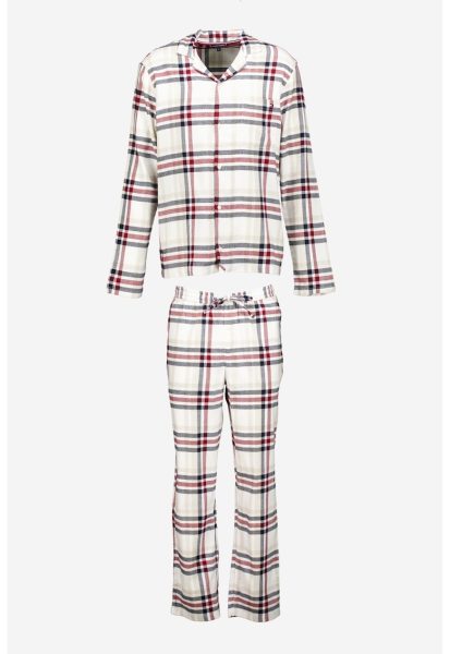 Pijama din amestec de bumbac organic cu model in carouri