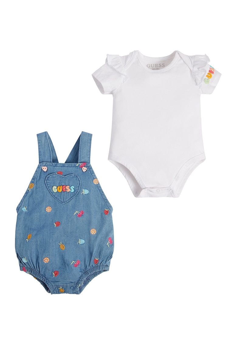 Set de body si salopeta din denim cu model - 2 piese