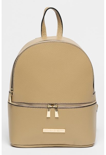 Rucsac de piele cu buzunar cu fermoar