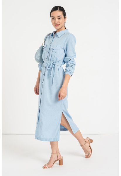 Rochie din amestec de in cu slituri laterale Caro