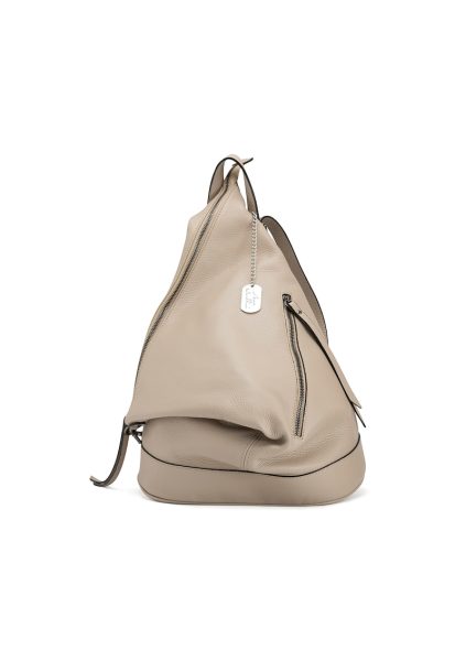 Rucsac asimetric de piele cu accesoriu logo