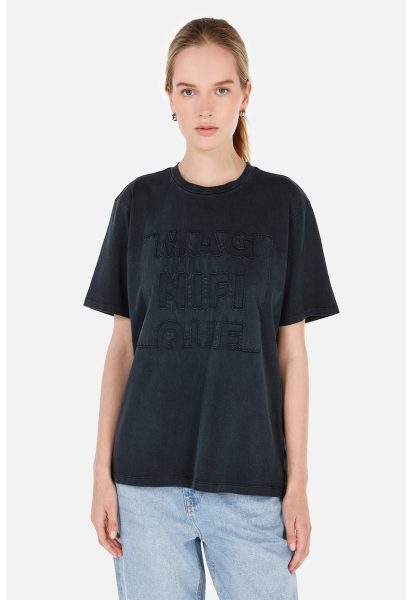 Tricou de bumbac cu model text