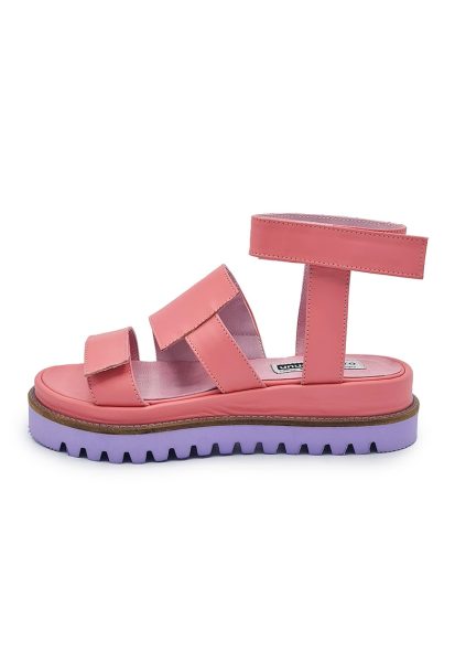 Sandale din piele cu talpa contrastanta