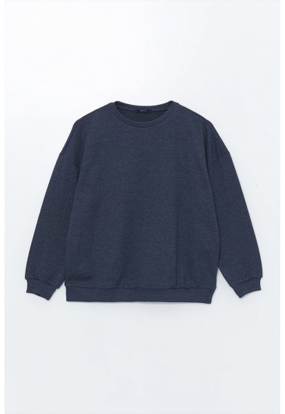 Bluza de trening cu model uni si maneci cazute