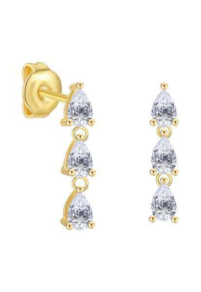 Cercei placati cu aur de 14K si decorati cu pietre zirconia