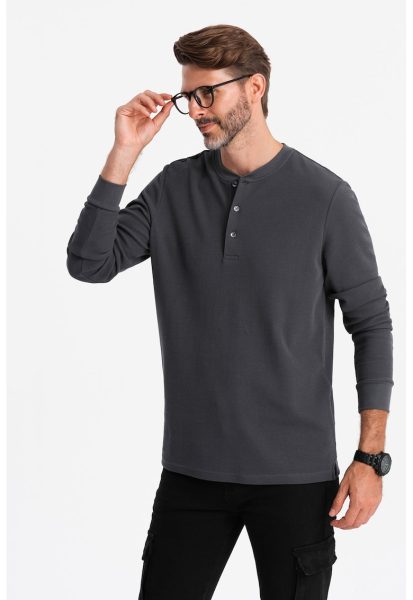 Bluza uni cu fenta cu nasturi