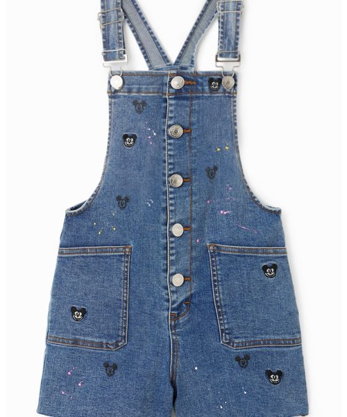 Salopeta de denim cu broderii