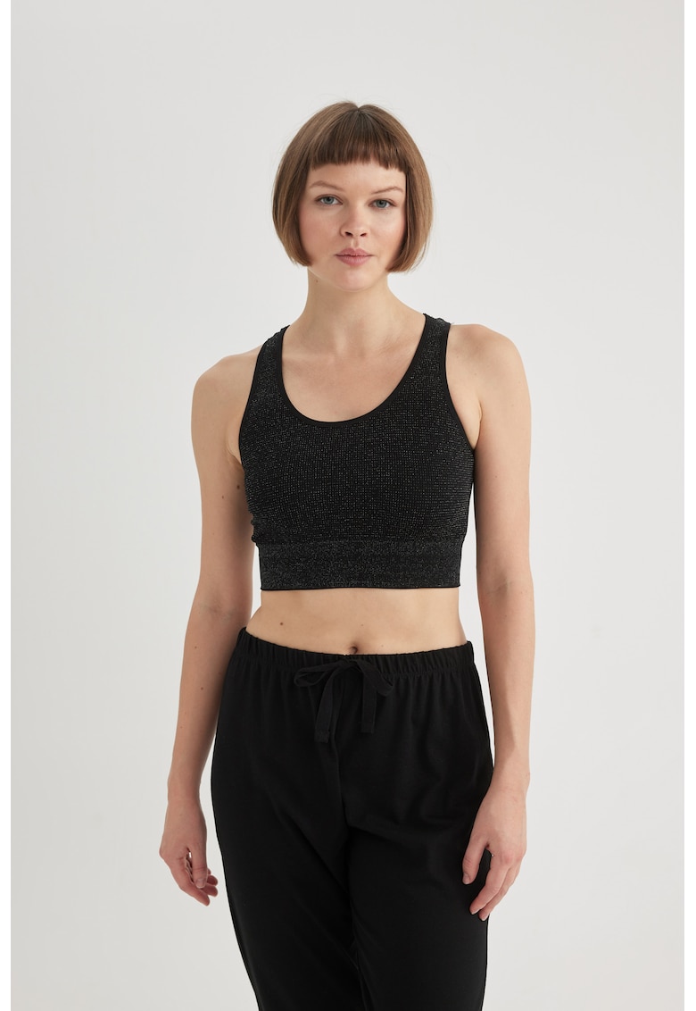 Bustiera cu decolteu racerback si aspect stralucitor