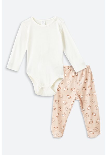 Set de pantaloni si body din amestec de bumbac - 2 piese