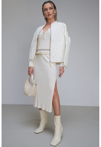 Rochie din amestec de lana cu slituri laterale Izabel