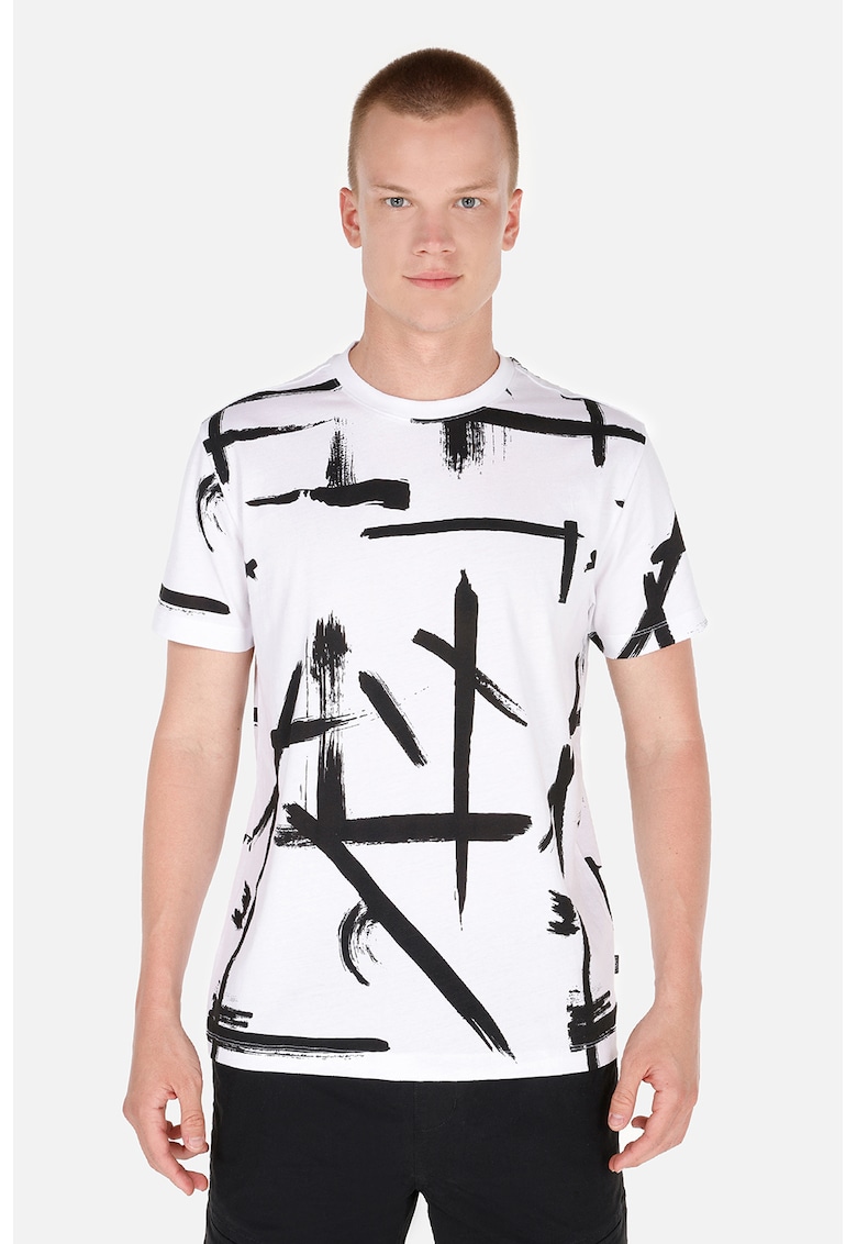 Tricou de bumbac cu model abstract