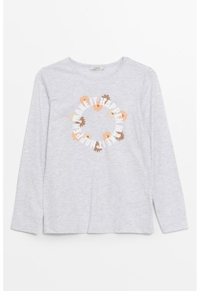 Bluza cu imprimeu si decolteu rotund