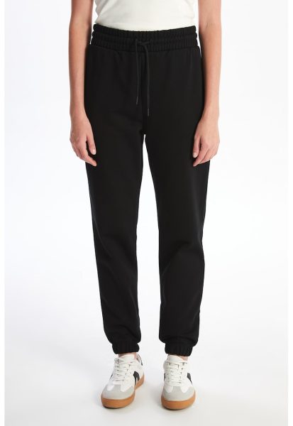 Pantaloni de trening cu model uni si talie inalta