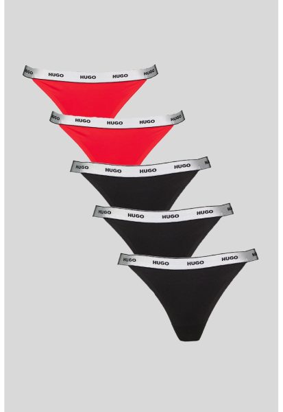 Set chiloti tanga cu logo in talie- 5 perechi