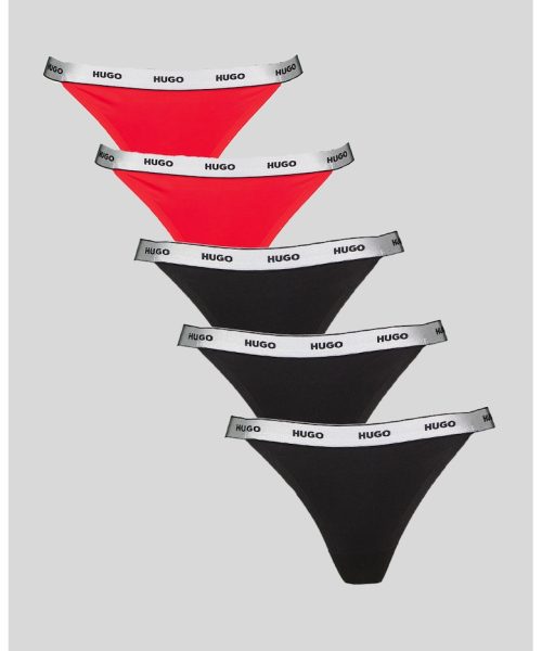Set chiloti tanga cu logo in talie- 5 perechi