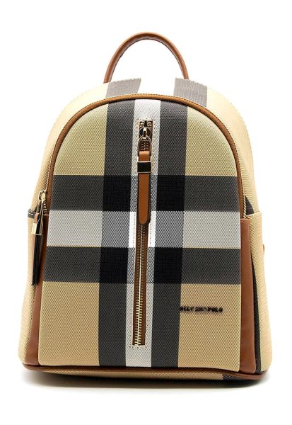 Rucsac din piele ecologica cu model in carouri