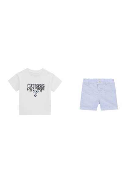 Set de tricou cu imprimeu logo si pantaloni scurti - 2 piese