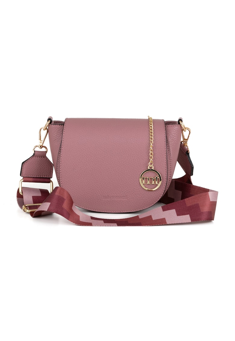 Geanta crossbody de piele cu bareta din material textil